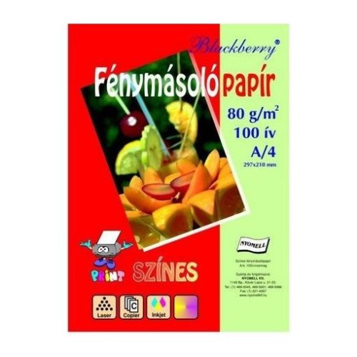 MÁSOLÓPAPIR BLACKBERRY A/4 5X20 ÍV PASZTELL SZÍN 80GR