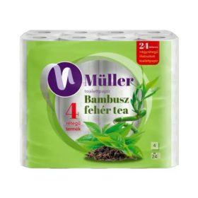 WC PAPÍR MÜLLER 24 TEKERCSES  4 RÉTEGŰ BAMBUSZ ÉS FEHÉR TEA