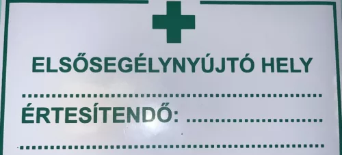 MATRICA "ELSŐSEGÉLYNYÚJTÓ HELY, ÉRTESITENDŐ" 100X200MM