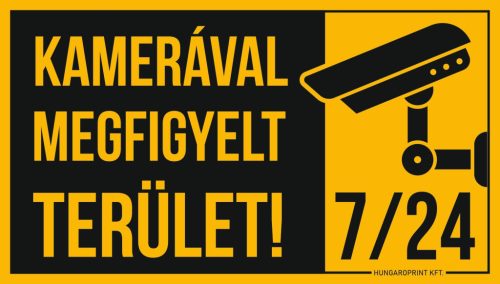 TÁBLA 225X125 3MM (KAMERÁVAL MEGFIGYELT TERÜLET) SÁRGA