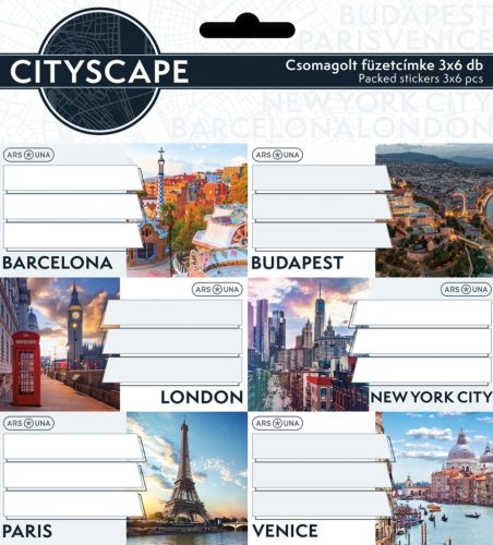 FÜZETCIMKE ARS UNA 3X6 DB-OS CITYSCAPE