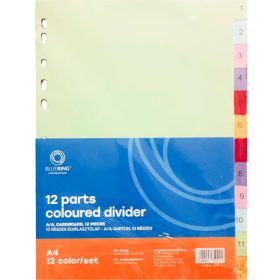 REGISZTER BLUERING SZÍNES KARTON 12-RÉSZES BLUERING