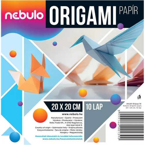 ORIGAMI PAPIR NEBULÓ 2OX2O 10 L.