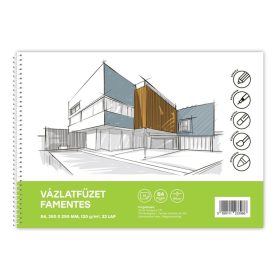 Vázlatfüzet spirálos B/4 32 lapos famentes 120gr