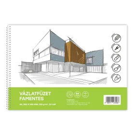 Vázlatfüzet spirálos B/4 32 lapos famentes 120gr