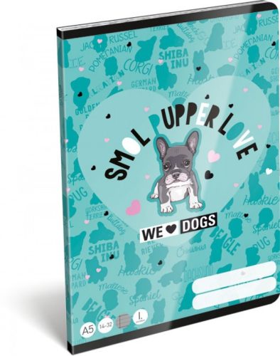 FÜZET LIZZY A/5 WE LOVE DOGS PUPS 21-32 4-8. OSZTÁLYOS VONALAS