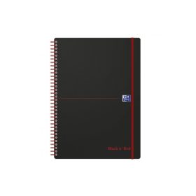 Spirálfüzet Oxford Black n Red PP fedlapos A/4 70 lap vonalas, gumis,