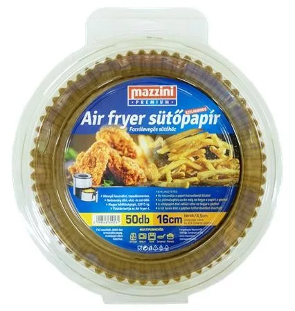 SÜTŐPAPÍR SZILIKONOS, AIR FRYER KÉSZÜLÉKHEZ,KEREK,16CM 50DB, MAZZINI