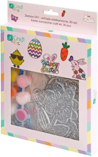 HÚSVÉTI ÜVEGFESTŐ SZETT (8 SABLON AKASZTÓVAL, 12 FESTÉL, 2 ECSET)