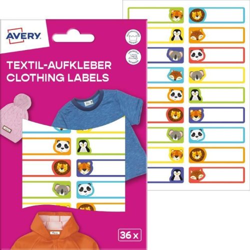 Avery ISKOLAI kézzel írható textil öntapadós 45 mmx13 mm címkék – állatos