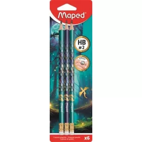 Grafitceruza radírral, HB, háromszögletű, MAPED "Dragon sárkány", 6 db