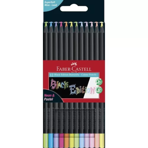 SZÍNES CERUZA FABER-C 12-ES BLACK 116410 NEON-PASZTEL