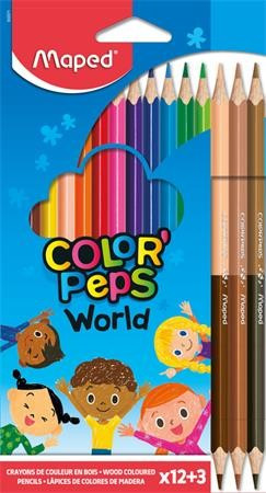 SZÍNES CERUZA MAPED COLOR PEPS WORLD 12+3 DB 832071