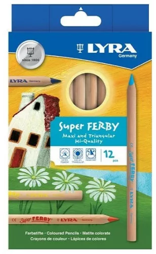 SZÍNES CERUZA 12 SZIN. LYRA SUPER FERBY VASTAG NATUR 3711120
