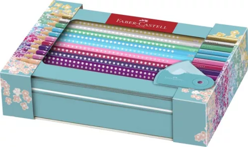 SZÍNES CERUZA FABER CASTELL 20DB-OS SPARKLE+SLEEVE HEGYEZŐ FÉM DOBOZBAN
