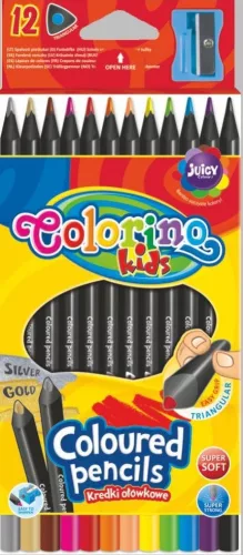 COLORINO KIDS SZÍNES CERUZA FEKETE FA 12 DARABOS HEGYEZŐVEL