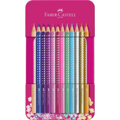 SZÍNES CERUZA FABER CASTELL 12DB-OS SPARKLE FÉM DOBOZBAN 201737