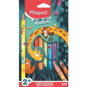 Színes ceruza készlet, háromszögletű, MAPED JUNGEL FAVER JUMBO 12 szín 863700