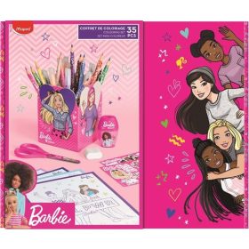   Színező készlet, ajándékdoboz, MAPED "Barbie", 35 darabos