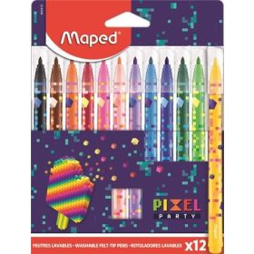 Filctoll készlet, 2,8 mm, kimosható, MAPED Pixel Party, 12 különböző szín 845413