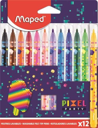 Filctoll készlet, 2,8 mm, kimosható, MAPED Pixel Party, 12 különböző szín 845413