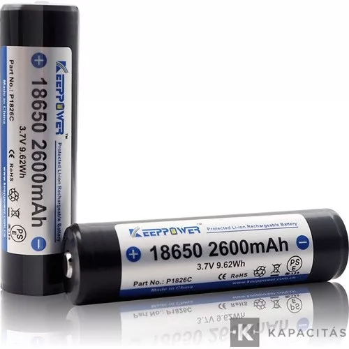 KEEPPOWER 18650 3,7V 2600mAh VÉDETT LI-ON AKKUMULÁTOR