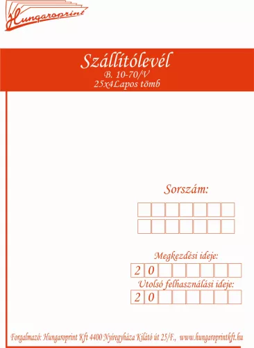 SZÁLLÍTÓLEVÉL A/5 25x4 HUNGAROPRINT, BUSINESS FORM