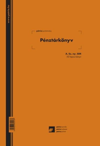 PÉNZTÁRKÖNYV A/4 T.504 PÁTRIA