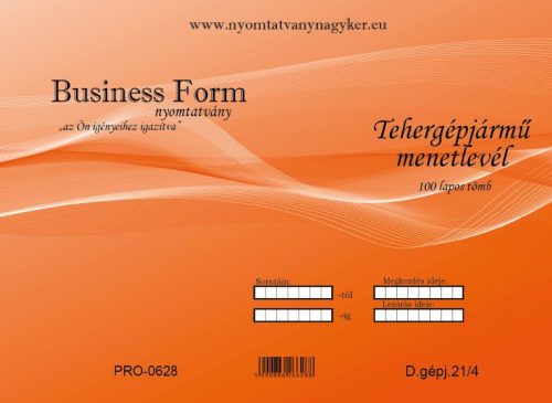 MENETLEVÉL A/4 TEHERGÉPKOCSI D.GÉPJ. 21 BUSSINES FORM