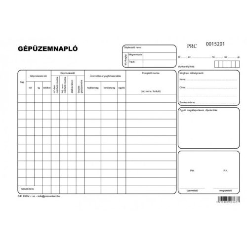 GÉPÜZEMNAPLÓ A/4 25X3 De.930/V. NYOMELL
