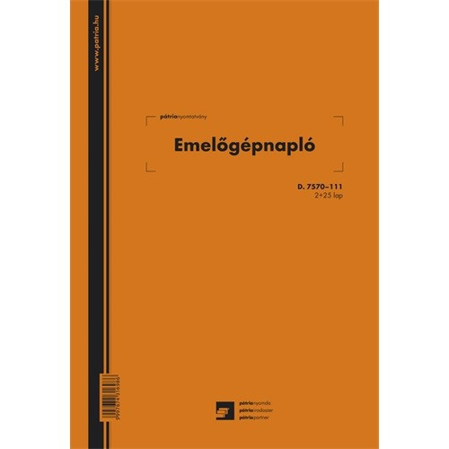 EMELŐGÉPNAPLÓ A/4 2+25 LAPOS D. 7570-111