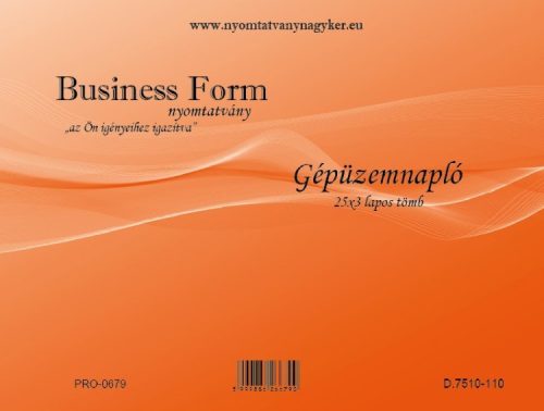 GÉPÜZEMNAPLŐ A/4 FEKVŐ 25X3 BUSINESS FROM