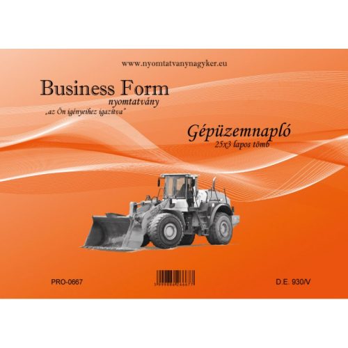 GÉPÜZEMNAPLŐ A/4 FEKVŐ 25X3 BUSINESS FROM 930