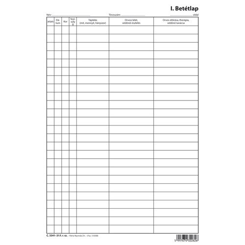 BETÉTLAP I. 3341-31