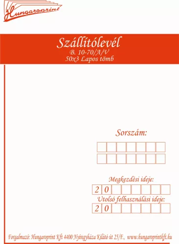 SZÁLLÍTÓLEVÉL A/5 50x3 PLD. HUNGAROPRINT