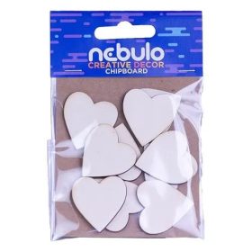 KARTON DEKORÁCIÓ 8X12CM NEBULÓ SZÍVEK 6DB/CSG