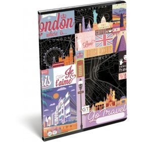 FÜZET A/4 LIZZY GEO, LOLLIPOP KOCKÁS GO TRAVEL BLACK MAP