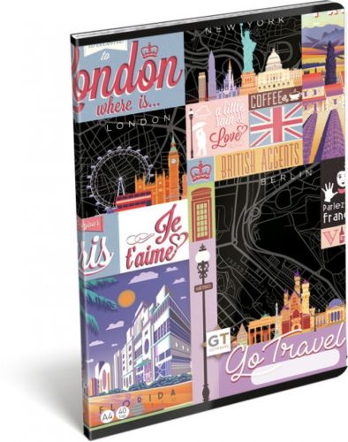FÜZET A/4 LIZZY GEO, LOLLIPOP KOCKÁS GO TRAVEL BLACK MAP
