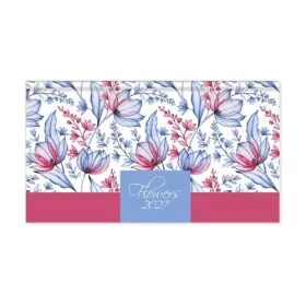 ZSEBNAPTÁR PERIOD FLOWERS FEKVŐ BLUE PAPÍR 2027