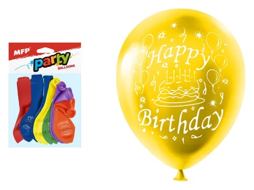 Lufi standard 12db, 23cm Happy Birthday vegyes