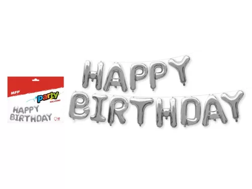 Lufi 40 cm felfújható, fólia, Happy Birthday