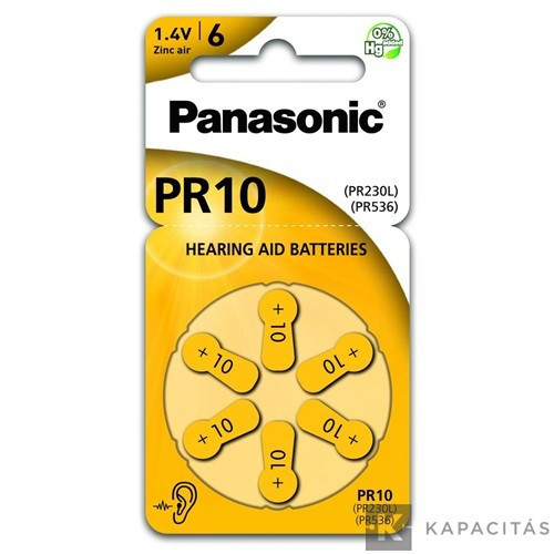 Panasonic PR-230(10)/6LB PR10 cink-levegő hallókészülék elem 6 db/csomag