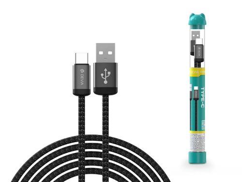 DEVIA USB - USB TYPE-C ADAT- ÉS TÖLTŐKÁBEL 1 M-ES VEZETÉKKEL - 5V/2,1A - FEKETE