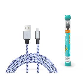   DEVIA USB - MICRO USB ADAT- ÉS TÖLTŐKÁBEL 1 M-ES VEZETÉKKEL 2.4A - EZÜST/KÉK