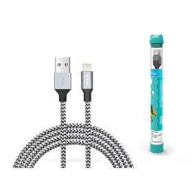   DEVIA USB - LIGHTNING TÖLTŐ- ÉS ADATKÁBEL 1 M-ES VEZETÉKKEL 2.4A - EZÜST/FEKETE