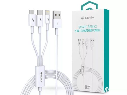 DEVIA SMART SERIES 3IN1 10W LIGHTNING/MICRO USB/ TYPE-C TÖLTŐKÁBEL 1,2M