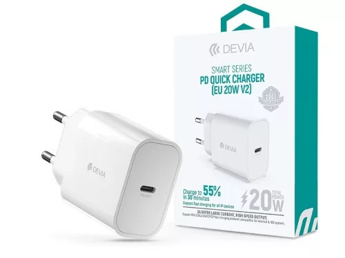 Devia hálózati töltő adapter Type-C bemenettel - 20W - Devia Smart Series PD Qui