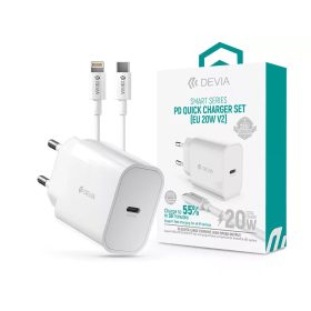   Devia hálózati töltő adapter Type-C bemenettel + Type-C - Lightning kábel - 20W