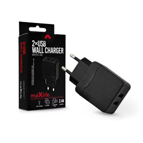   MAXLIFE 2XUSB HÁLÓZATI TÖLTŐ ADAPTER - MAXLIFE MXTC-02 2XUSB WALL FAST CHARGER -
