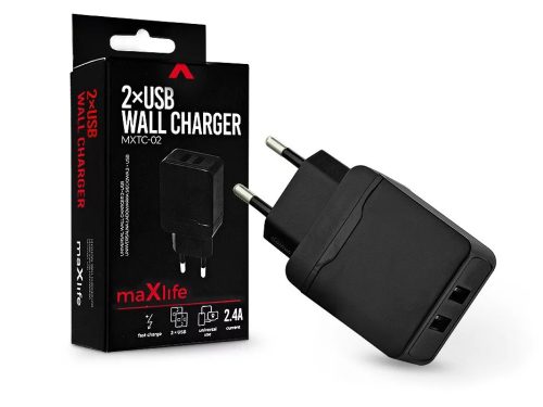 MAXLIFE 2XUSB HÁLÓZATI TÖLTŐ ADAPTER - MAXLIFE MXTC-02 2XUSB WALL FAST CHARGER -